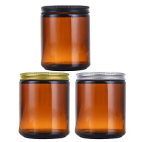 200ml Amber Glass Candle Jars Empty Round Cosmetic Jar for DIY Aromatherapy Wax Melts Candles Salve Lotion Cream Storage