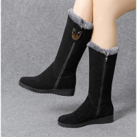 Warm Chelsea High Boots Women 2022 New Winter Shoes Woman Flats Fashion Gladiator Motorcycle Plush Boots Suede Fur Zapatos Mujer