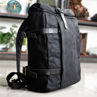 wear-resistant waxed canvas hiking backpack waterproof men's travel backpack anti-theft