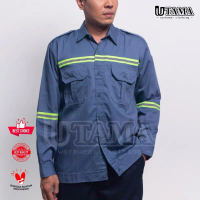 Seragam Safety - Wearpack Kerja - Katelpack Biru - Baju Safety - Seragam Proyek Panjang Pria Atasan