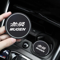 For Honda Mugen Auto Accessories Car Non-slip Mat Pad Anti-Dirt Bottle Cup-Mat Interior Anti-skid Auto Coasters 2 pcs