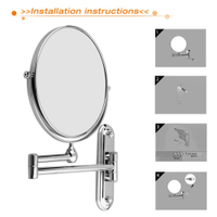 (Penjual jujur) berkualiti tinggi 8 inci keluli tahan karat 5x pembesaran cermin dinding dipasang cermin solek bilik mandi memanjangkan lipatan dua sisi