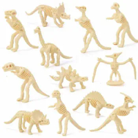 12Pcs/Bag Kids Science Play Rewards Animal Toys Desk Decor Dino Bones Assorted Figures Dinosaur Fossil Skeleton