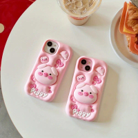 เคสหมูหัวโตแบบใหม่ เหมาะสำหรับโทรศัพท์ Apple เข้ากันได้กับ iPhone 16, 15, 14, 13, 12, Pro, Promax, ข