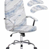 Marble Pattern Abstract Modern White Elastic Office Chair Cover Gaming Computer Chair Armchair Protector Seat Covers