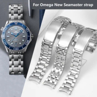 20mm 316L Silver Stainless Steel Watch Strap for Omega New Seamaster 300 Speedmaster Planet Ocean Watch Band for Men Bracelet