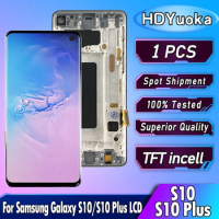 High Quality TFT For Samsung Galaxy S10 G973 LCD Display Touch Screen For Galaxy S10 Plus G975 Display Replace With Frame