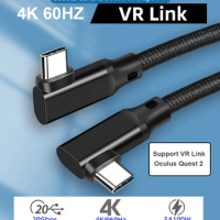 USB C to USB C Video Cable Type-C3.2 Gen2 Cable 90Degree 4K@60Hz Video Monitor Cable 20Gbps Data Transfer PD100W 5A Fast Charger