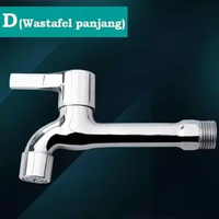 Keran Air Kran Air Mesin Cuci Wastafel Panjang Stainless Steel Tembok 2 Cabang Rumah Dapur Kunci D: 