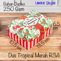 [Isi10] Dus Kue Snack R3A 13.5x10.5x6.5 cm Motif TROPICAL MERAH DUPLEX Renda Dus Box Kotak Roti Kue 