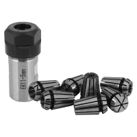 Collet สปริงเหล็ก ER11, 7 ชิ้น, ความยาว 1/2/3/4/5/6/7 มม., พร้อมก้านขยาย ER11A 5 มม., ที่ยึดเพลามอเต
