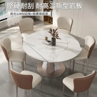 Light extravagant rock plate table variable round table with turntable rotatable telescopic folding deformed round table