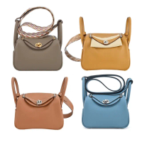 【Hermes 愛馬仕】Mini Lindy 牛皮轉釦兩用包(多款選)