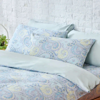 【伊德生活】埃及棉床包枕套組 變形蟲藍 單人(埃及棉、床包、枕套)