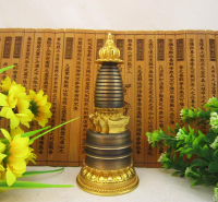 藏傳佛教用品 佛塔 舍利塔 6寸純銅噶當塔嘎當塔 高14cm
