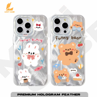 Case Feather For Realme SM349 Cute Funny Bear Softcase Hologram Premium Matte Glitter Cover Handphon