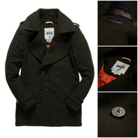 跩狗嚴選 極度乾燥 Superdry Greystone Trench 開襟 羊毛 海軍 排扣 大衣 軍裝 外套 長版 卡其軍綠