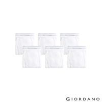 GIORDANO 男裝素色棉質三角內褲(六件裝) - 01 白色