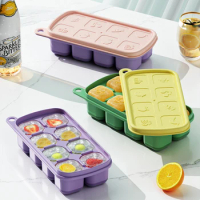 1Pc Silicone Ice Compartment Mold With Lid Ice Box Household Food Grade Complementary Food Box Reusable DIY Kitchen Gadgets