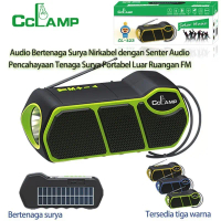 CCLAMP Speaker Tenaga Surya Speaker Bluetooth Portabel dengan Senter dan Radio FM untuk Speaker Tena