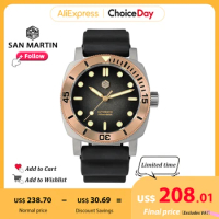 San Martin 42mm Titanium Men Diver Watch Bronze Bezel Sport Waterproof Automatic Mechanical Wristwatch Sapphire Luminous SN0125