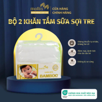 Bộ 2 Khăn Tắm cho trẻ sơ sinh Mollis Bamboo 70x75cm Cao Cấp Sợi Tre Kháng Khuẩn Mềm Mịn An Toàn Với