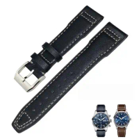 PCAVO 20mm 21mm 22mm Genuine Leather Watchband Fit for IWC Pilot's Watch IW3777 PORTOFINO Mark 18 Black Blue Brown Strap