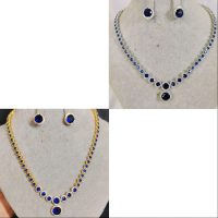 Xuping88 Set Kalung dan Anting Bridal Wedding FULL MATA BIRU LADY DIANA bronze imitasi SP6