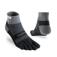 【Injinji】Run避震吸排五趾短襪FX(黑灰)NAA48(避震款 五趾襪 短襪 運動襪 慢跑襪/中性款)