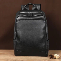 2023 New Natural Cowskin 100% Genuine Leather Men's Backpack Fashion Large Capacity Shoolbag For Boy Leather Laptop Backpack Bag