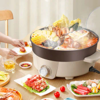 Divided Dish Hot Pot Bbq Electric Double Round Multifunction Chinese Hot Pot Food Soup Kitchen Home 10L Fondue Chinoise Cookware