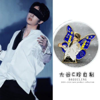 Wang Yibo Stage Blindfold Metal Baking Finish Badge Brooch Pin Pendant Fans Birthday Gift