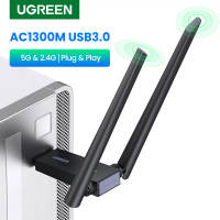 อะแดปเตอร์ USB WiFi, UGREEN, สำหรับเดสก์ท็อปพีซีและแล็ปท็อป, AC1300 5dBi เสาอากาศรับสัญญาณสูง, เสาอา
