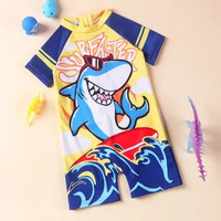 Baby Toddler Boys Swimsuit One Piece Zipper Cartoon Shark Print Bodysuit Sunsuit Swimwear Bathing Suit