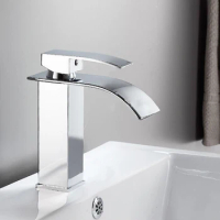SUS304 Stainless steel Waterfall Chrome Polished Faucet Black/Chrome bath Countertop Faucet Fashion faucet