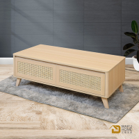 WAKUHOME 瓦酷家具 Audrey日系藤編4尺大茶几B001-H684寬120X深60X高45(公分)