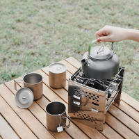 HaoO 露營戶外折疊把手套鍋三入組 附折疊餐具 煮鍋 煎鍋 茶壺 環保無毒