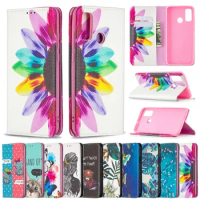 Automatic Magnetic Printed Flip Leather Phone Case For Huawei P50 Pro P40 Lite E P Smart Y7A Y5P Y6P Y7PWallet Stand 100pcs/Lot