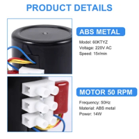 Synchronous Motor 15RPM 60KTYZ 220V 14W Permanent Magnet Synchronous Gear Motor Small Motor