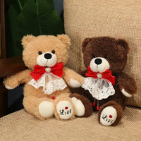 40cm Kawaii Big Bow Teddy Bear Plush Pillow Stuffed Soft Bear Plushie Toys Birthday Valentine's Gift for Girlfriend 3 Colors