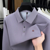 Áo Polo Nam, Dài Tay, Cổ Áo bẻ xuống, Chất Liệu Cotton Nguyên Chất, Áo Nam Thường Ngày Thêu Tommy, Á