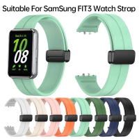 Tali silikon untuk Samsung Galaxy Fit 3, jalur jam tangan dengan gesper magnet, gelang untuk Samsung