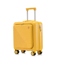 18 Inch Expandable Laptop Girl Trolley Yellow Luggage Front Opening Boy Travel Cabin Suitcase With Wheels Boarding Case Valises