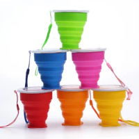 150Pcs/Lot 200mL Vogue Outdoor Travel Silicone Retractable Folding tumblerful Telescopic Collapsible Folding Water Cup