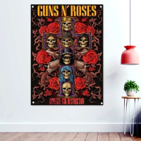 GUNS N' ROSES Death Metal Artist Poster Wallpaper Vintage Rock Band Music Banners Bloody disgusting Tattoos Art Flag Wall Decor