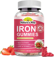 Iron Gummies with Multivitamins for Men and Women with Zinc, Vitamin B Complex and C, B12, Folic Aci