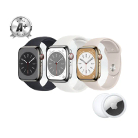 AirTag組【Apple】不鏽鋼A+級福利品 Apple Watch S8 GPS 41mm(不鏽鋼金屬錶殼運動型錶帶)