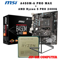 AMD Ryzen 5 PRO 2400G R5 PRO 2400G CPU + MSI B450M-A PRO MAX Motherboard Set meal Socket AM4 New / no fan