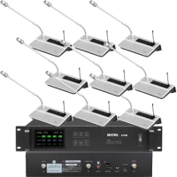 High-End Wireless Conference Microphone Silver Color Desktop Meeting Room Gooseneck Mike Digital System MiCWL A100 Mode