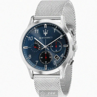 【MASERATI 瑪莎拉蒂】MASERATI手錶型號R8873625003(寶藍色錶面銀錶殼銀色米蘭錶帶款)